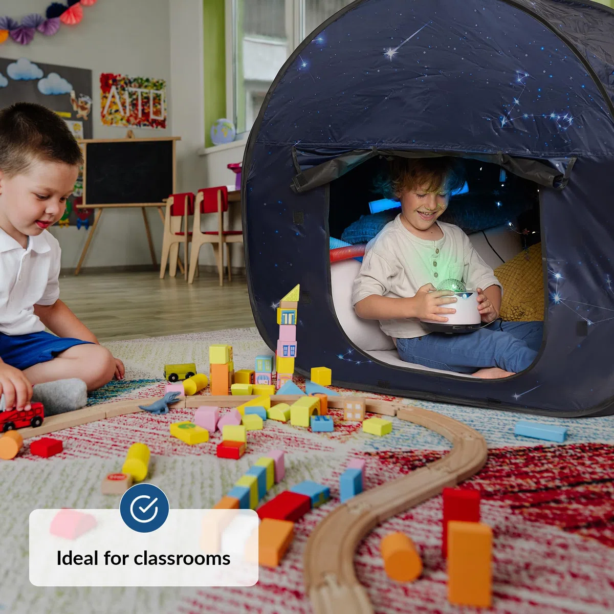 Tente Sensorielle | Coin Calme Enfants Jeux Et Détente | Thème Etoiles - Aide avec Autisme, TIS, Anxiété| Tente Sensorielle Occultante pour Enfants Autistes - Petite | Sensory Tent Star (90cm)
