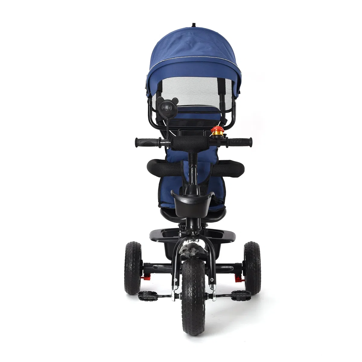 Tricycle Enfants évolutif Canne et Pare-Soleil Pliable Amovible Sacoche et Panier Acier Tricycle Enfant Évolutif, Vélo, Accessoires, jusqu'à 5 Ans (4 en 1 (Bleu Foncé))