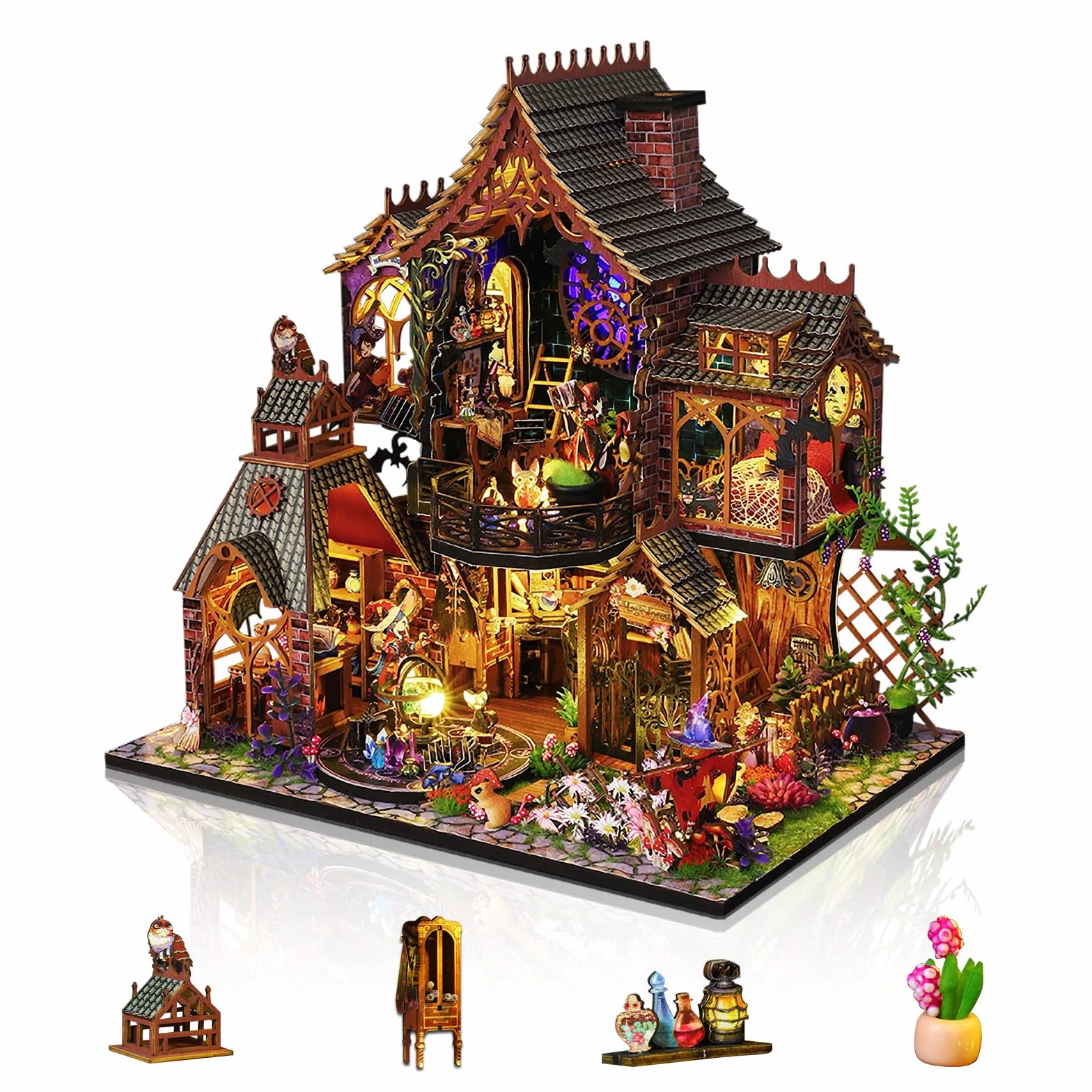 Maison Miniature en Bois, Kit Créatif avec Meubles Détaillés, Maquette à Construire pour Adultes et Adolescents, Cadeau Créatif pour Anniversaire ou Noël, Maison Magique