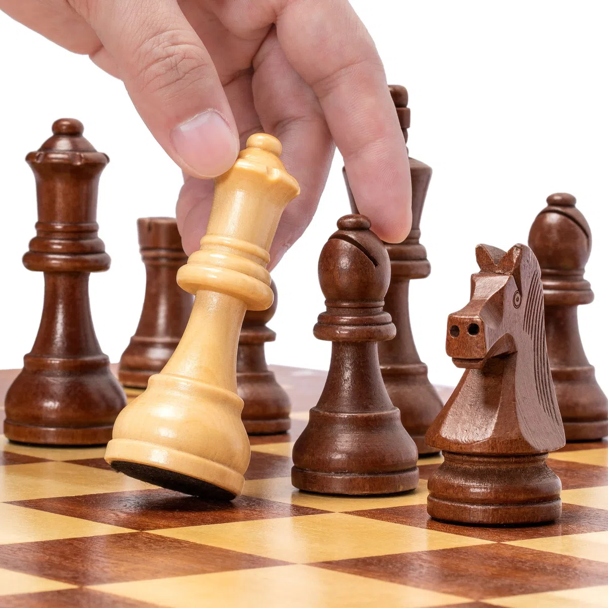 Husaria Staunton Tournoi No. 6 Jeu de pièces d'échecs avec 2 Reines supplémentaires et Une boîte en Bois, Rois de 98 millimètres