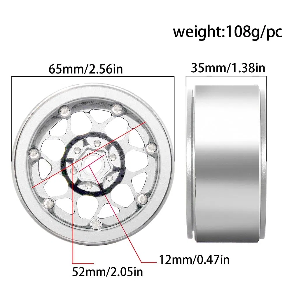 Télécommande RC pour modèle de voiture - Jantes en métal - Accessoires argentés