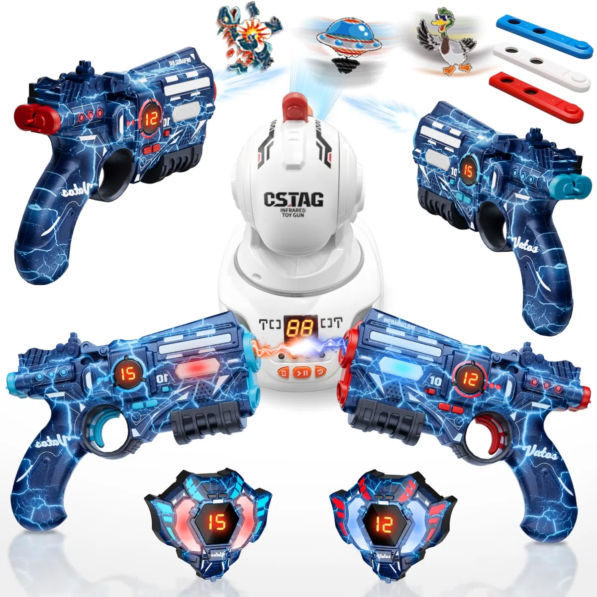 Kit laser VATOS rechargeable pistolet jouet 2 joueurs projecteur LED affichage numérique points 3 objectifs