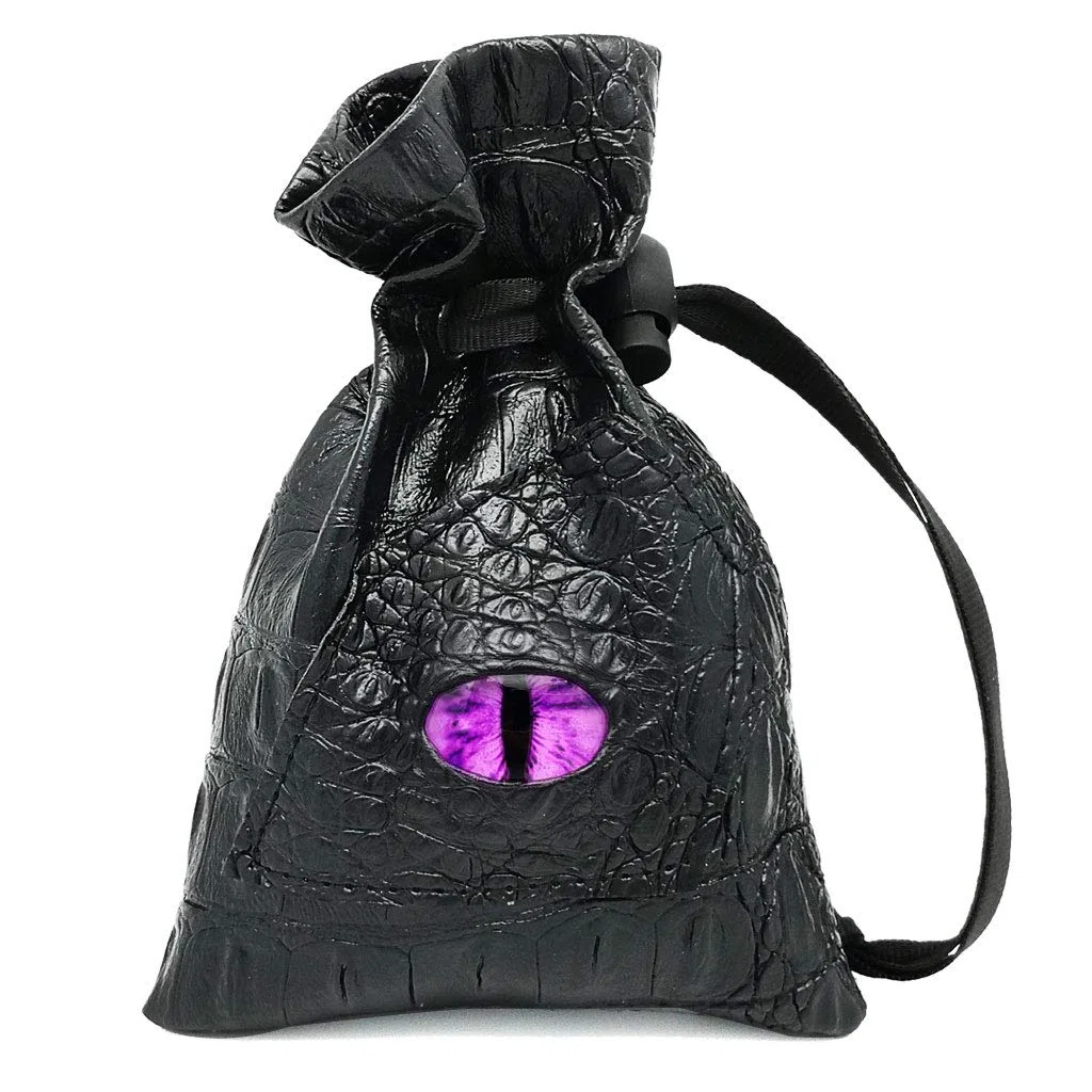 Haxtec Sac à dés dragon en cuir synthétique avec œil de dragon 3D, petit sac à cordon de serrage pour donjons et dragons, cadeau D&D pour les amateurs de dragons, brevet D893867