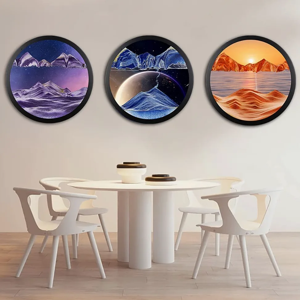 art du sable, Tableau de sable mouvant, 44 cm, multicolore, paysage rotatif(P)