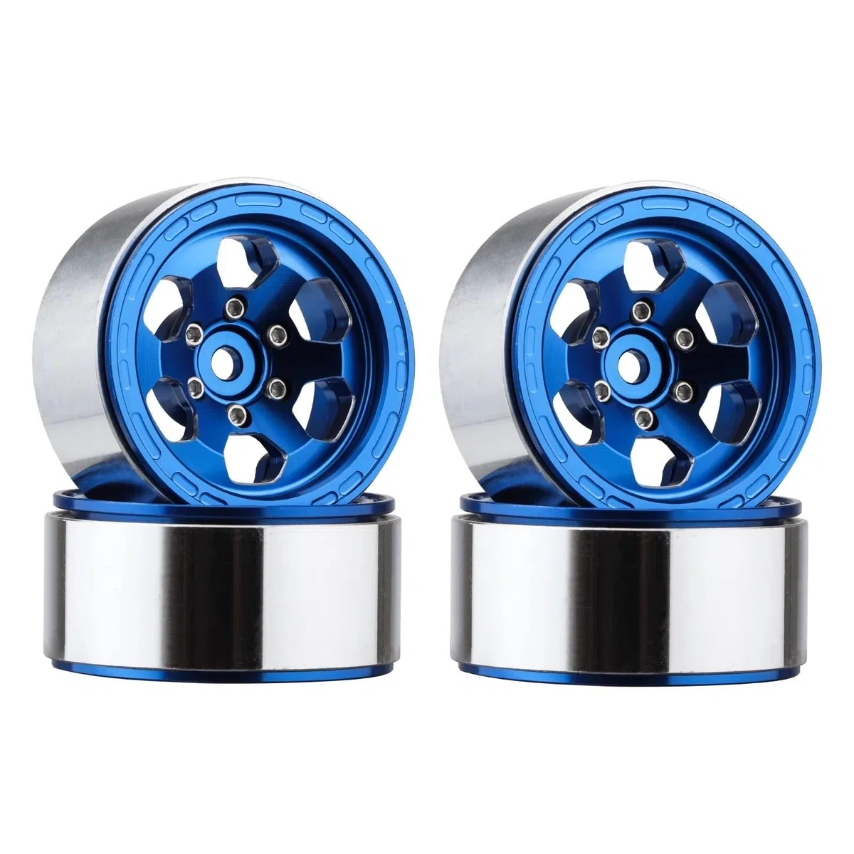 ModèLes RéDuits Rc pour 1/18 4 Jantes CNC Aluminium Beadlock 1,3" Jante Moyeu Polygonal Télécommande Voiture Crawler Améliorations Accessoires