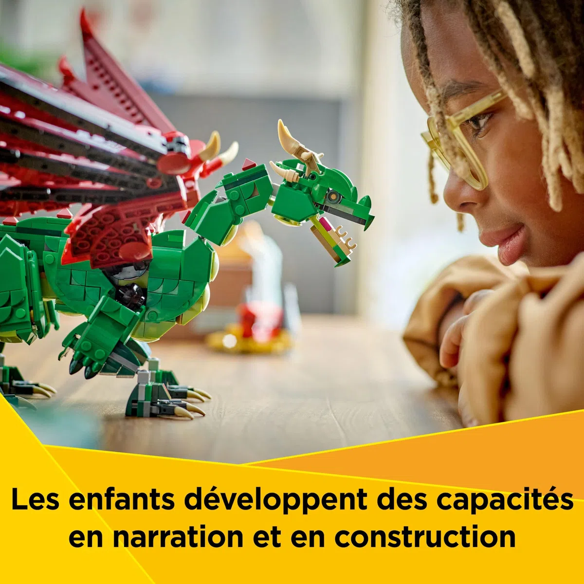 LEGO Creator 3-en-1 Le Dragon médiéval - Se transforme en Serpent de mer ou en phénix - Jeu de Construction pour garçons et Filles Amoureux des Animaux - Idée de Cadeau d’Anniversaire dès 9 Ans 31161