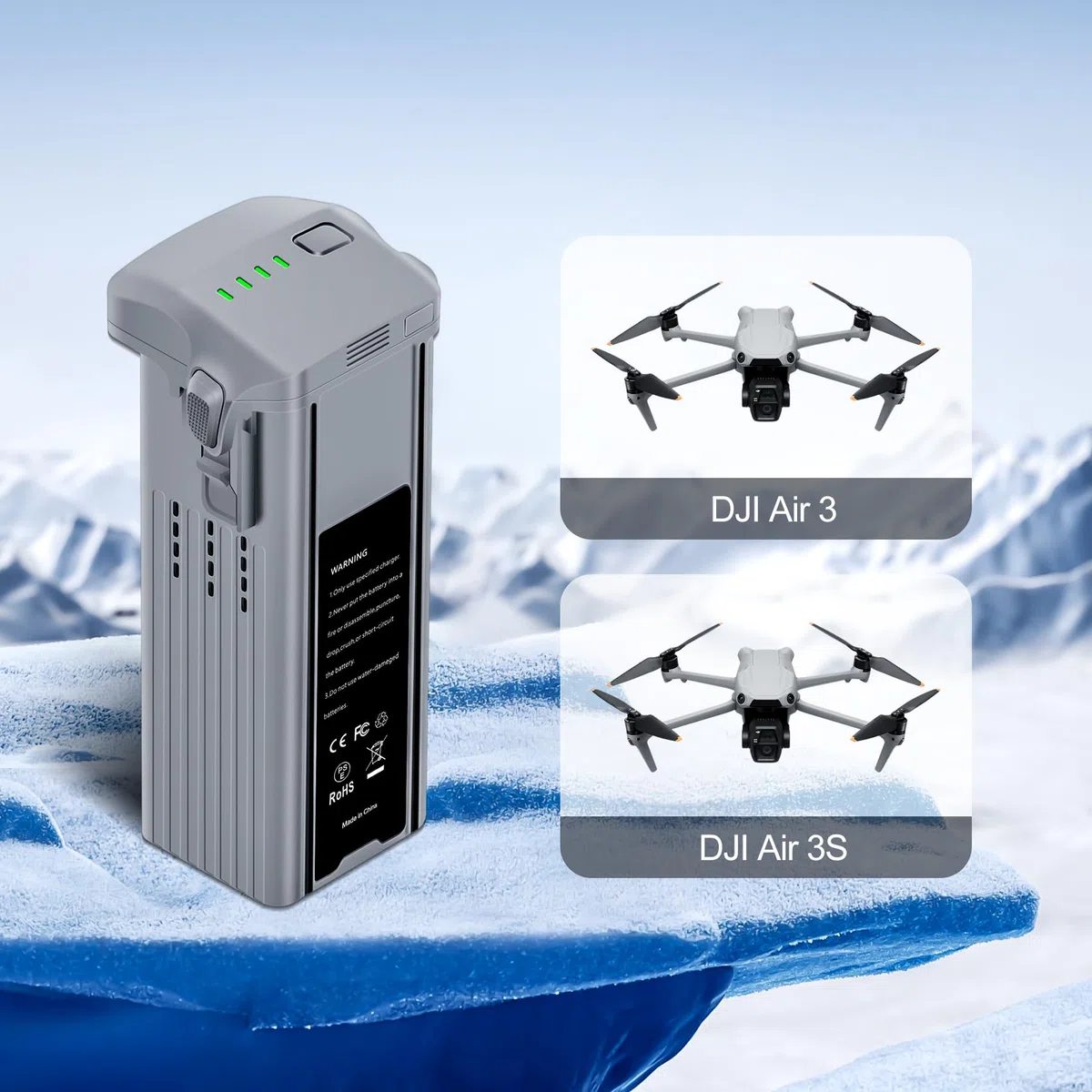 Fantasyo Air 3 Batterie de Rechange Intelligente 2 Pièce 4241 mAh Compatible avec DJI Air 3,Air 3S (Temps de vol Maximal de 46 Minutes)