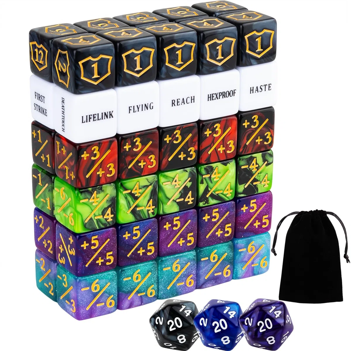 Lot de 63 dés MTG à 6 Faces pour Magic The Gathering, TCG, Cartes et Accessoires de Jeu