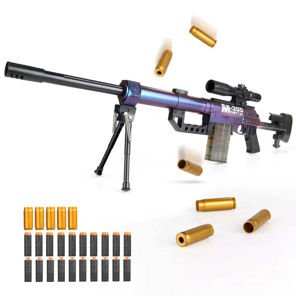 Pistolet Jouet pour Enfants, Pistolet Jouet Electrique avec kit Daccessoires, Mitraillette Enfant Sniper Blaster Gun en Mousse pour