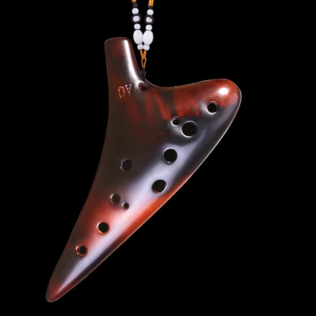 Instrument d’ocarina, Ocarina 12 trous AC SF SG SC Flûte en céramique avec boîte marron transparent