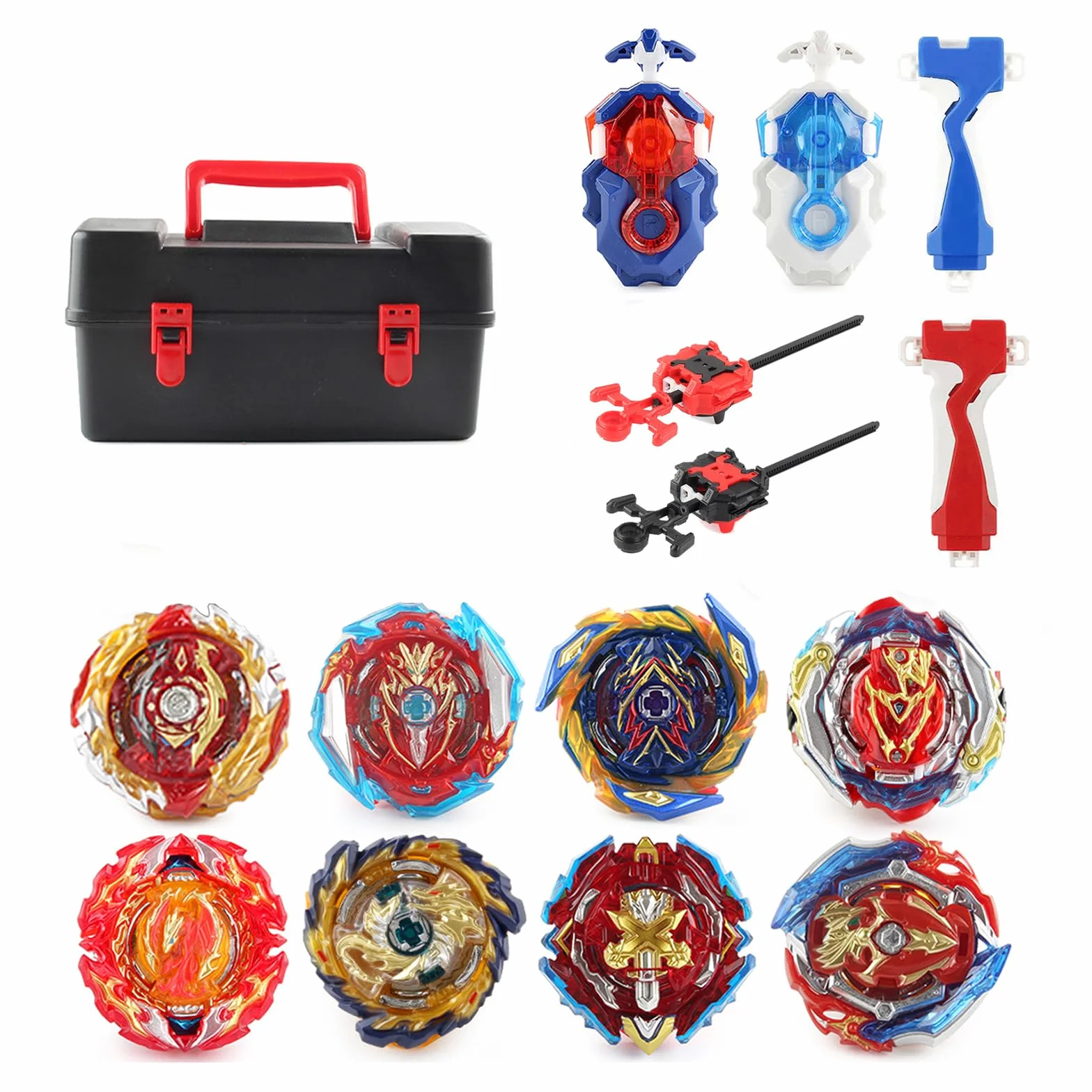 8 in 1 Toupie Gyros Turbo Set, 4D Combat Gyros Battle with Launcher Gyros, INCL 4 Pieces Gyros Launcher Set, AA