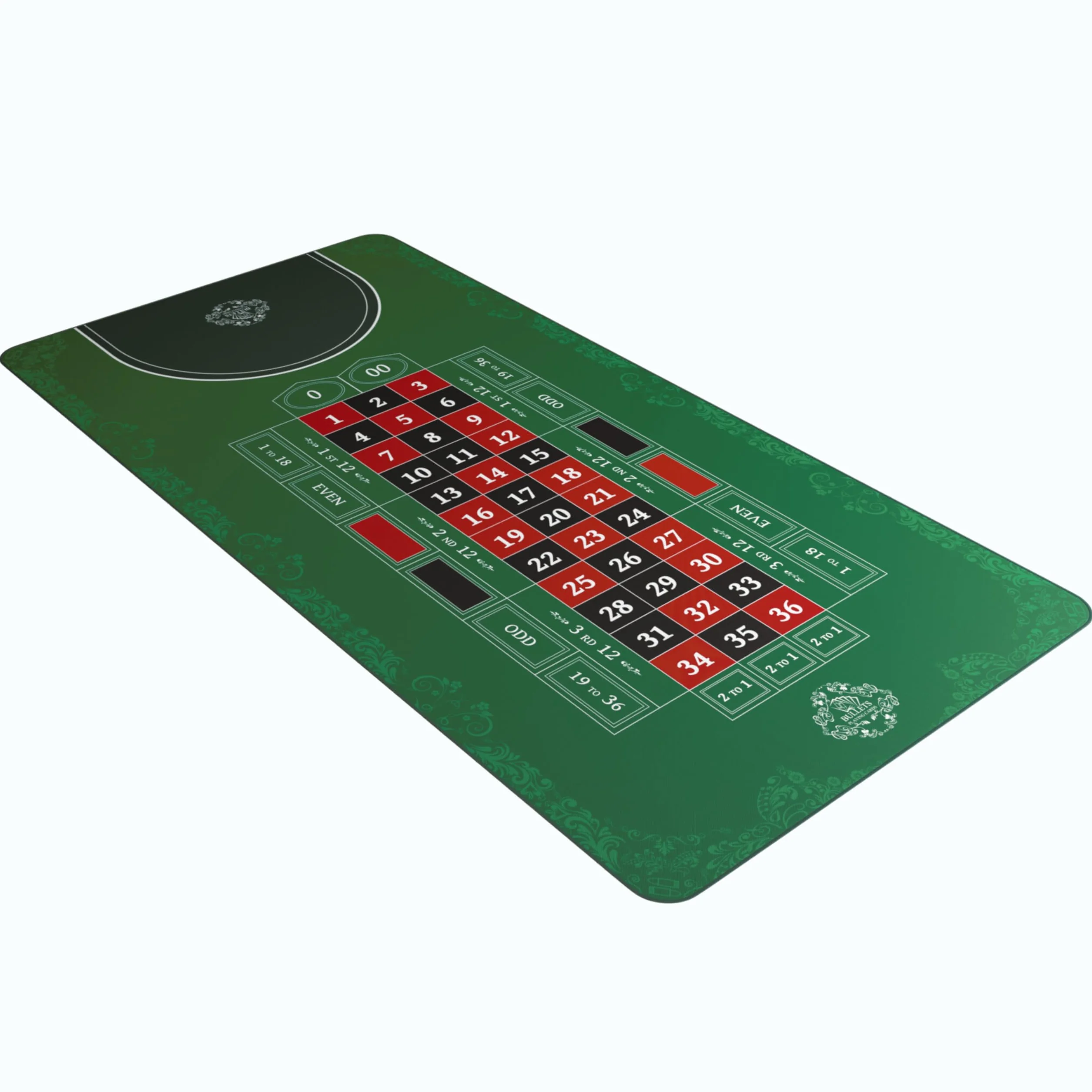 Bullets Playing Cards, Tapis de roulette, Différentes tailles, Double 0 ou Single 0 (double 0, 140 x 75 cm)