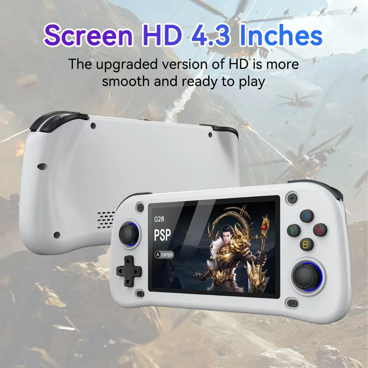 Nouvelle console de jeu portable, 64 Go de mémoire interne avec 15 000 jeux, système Linux, console de jeu vidéo portable, écran IPS de 4,3 pouces, plus de 30 émulateurs et système Linux (Noir, 64 Go)