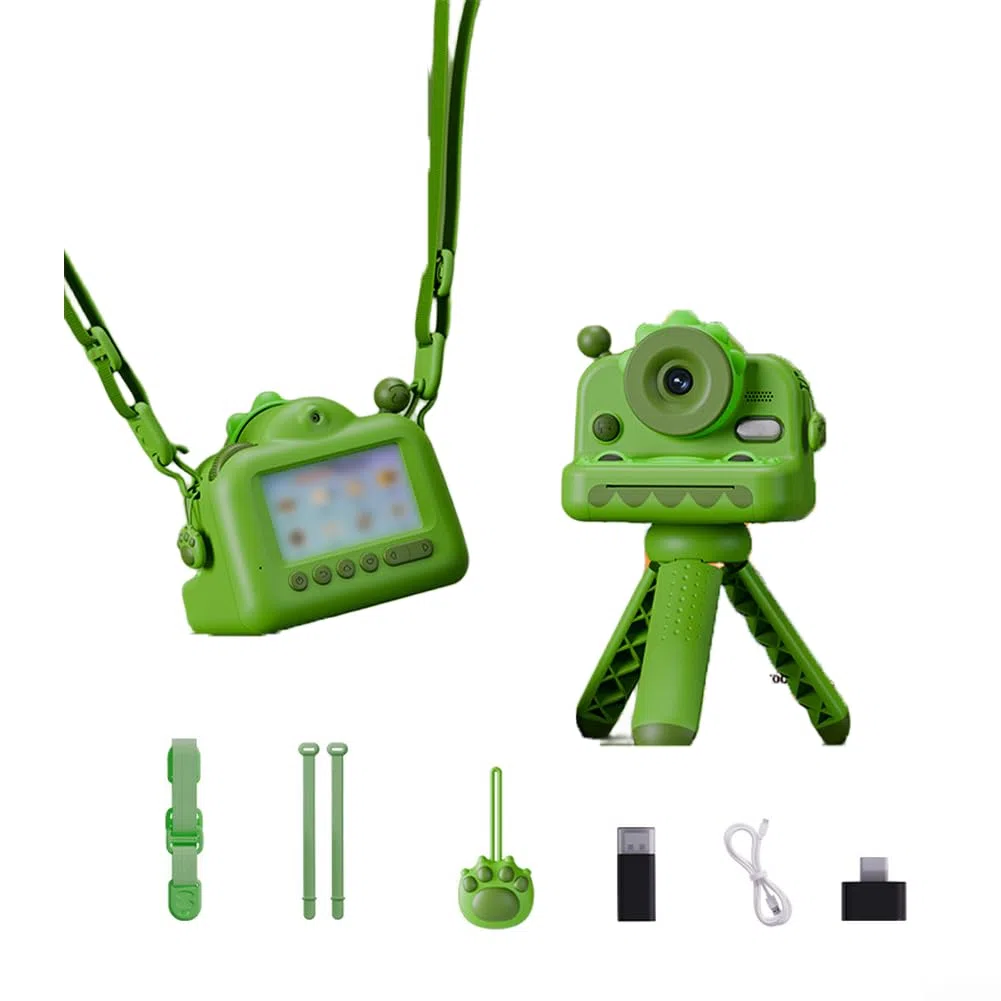 Appareil photo numérique avec imprimante thermique instantanée, écran tactile HD WiFi de 7,6 cm pour garçons et filles, imprimante photo portable (rose) (vert)