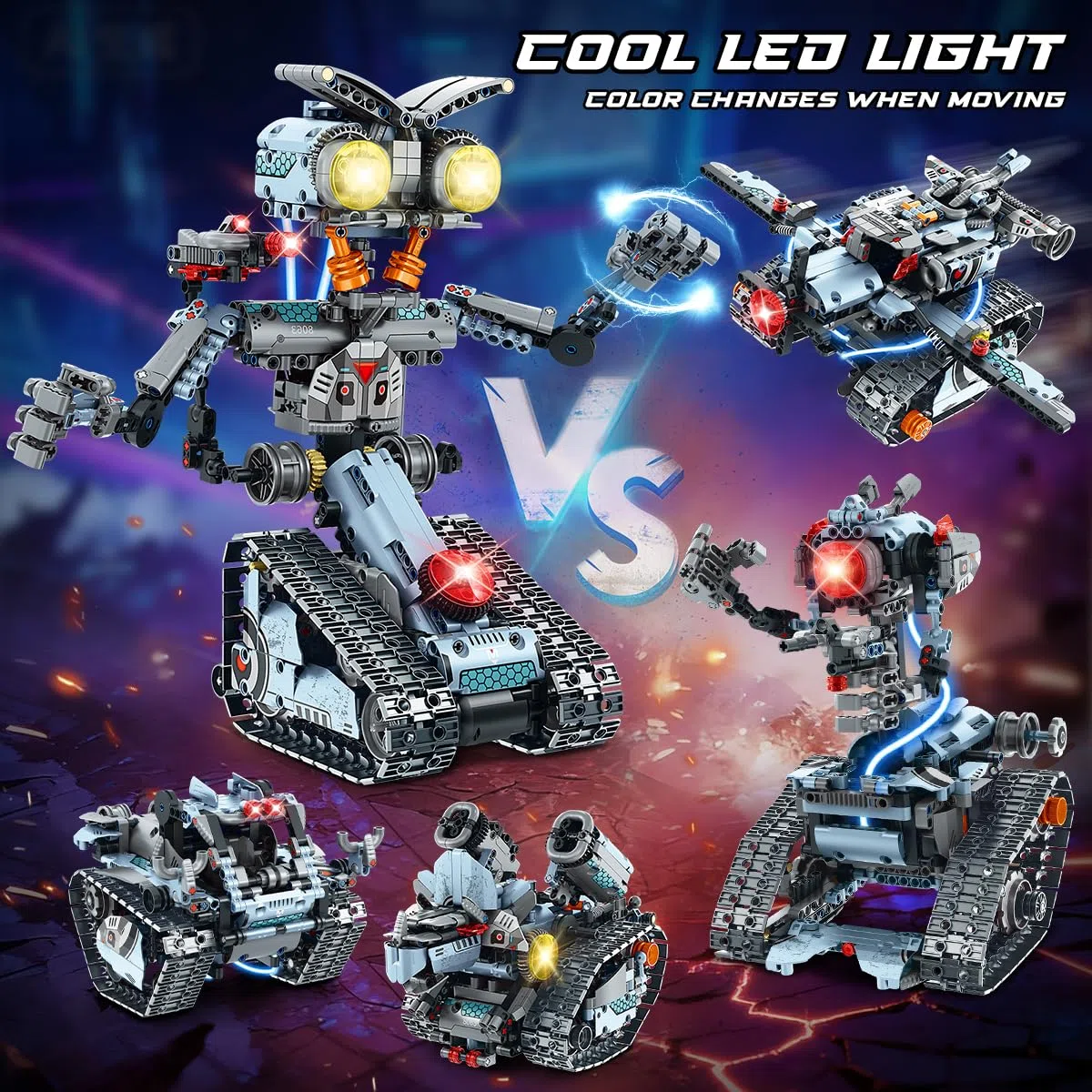 INSOON Jouet de Construction Technologie Robotique avec Lumières | 5-en-1 Blocs de Construction avec APP et Télécommande, RC Char à Chenilles 795 Pièces, Cadeau Éducatif pour Garçons Filles 8+