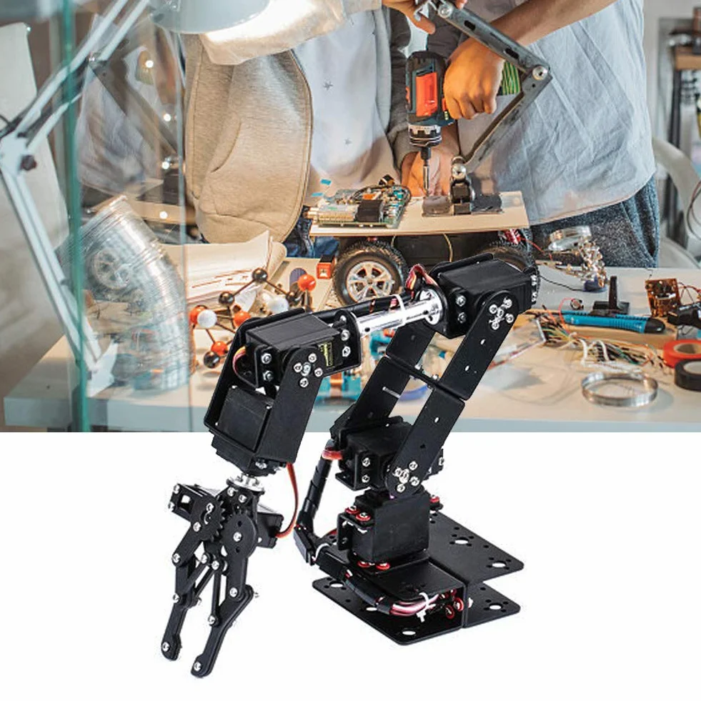 Bras Mécanique De Robot 6DOF, Manipulateur De Servomoteur Et Composants De Bras en Aluminium, Pièces De Robot éducatif, Griffe Robotique Polyvalente