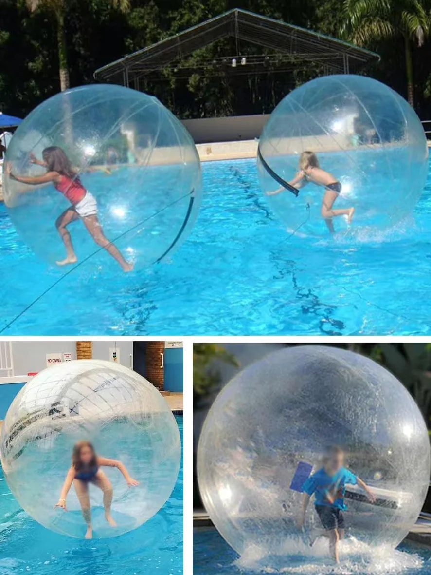 Ballon de marche gonflable avec pompe électrique et fermeture éclair en PVC transparent pour divertissement aquatique et activités de piscine