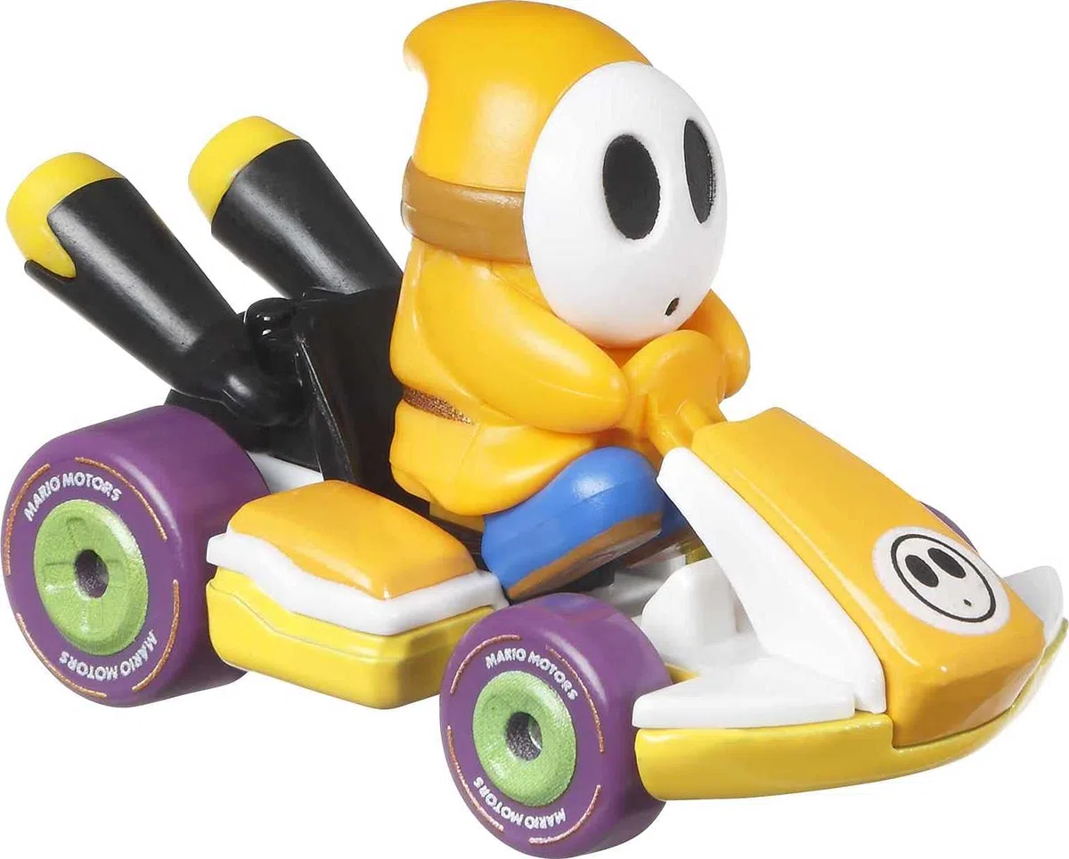 Hot Wheels Mario Kart Coffret 4 Mini-véhicules Yoshi, Peach, Mario et Maskass échelle 1:64, inspiré par Les Voitures du Jeu, Jouet pour Enfant, GWB38