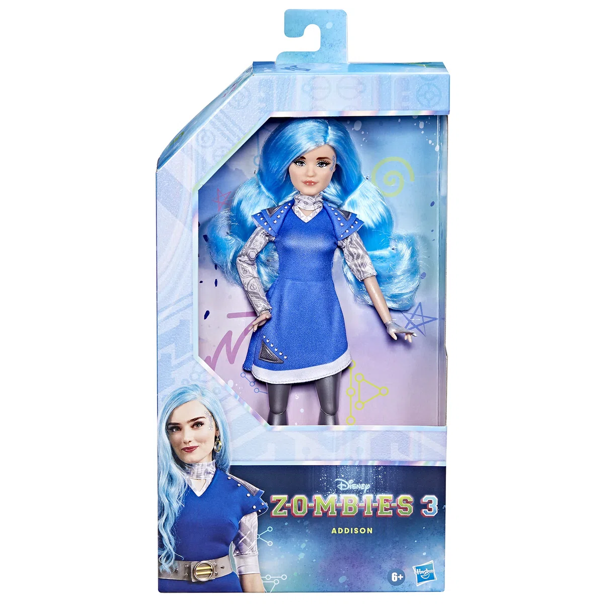 Disney Princess Zombies 3 Addison Fashion Doll Poupée 30,5 cm avec Cheveux Longs Bleus, Robe, Chaussures et Accessoires Jouet pour Enfants à partir de 6 Ans