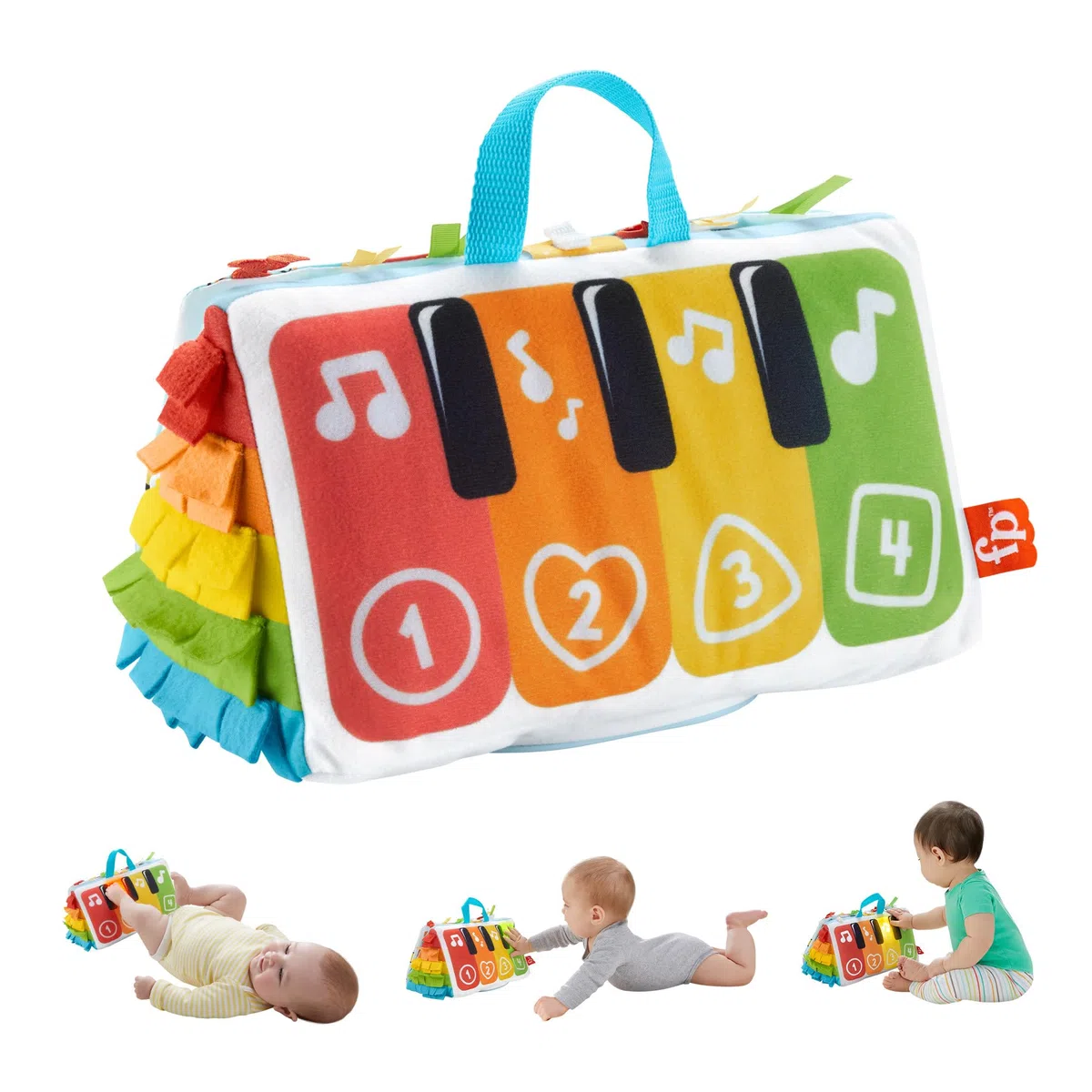 Fisher-Price Jouet Musical Mon Piano D’Éveil Sensoriel pour Jeu À Plat Ventre Et sur Le Dos Bébés, avec Touches Lumineuses Multicolores Et Musique, Jouet Bébé, HND54