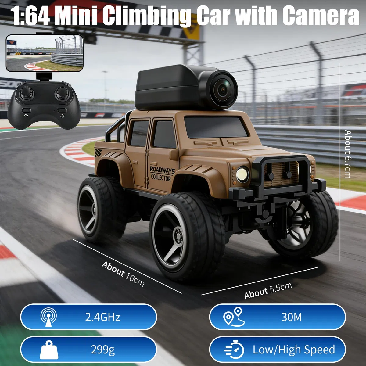 OBEST Voiture Télécommandée avec Caméra, 2.4 GHz RC Camion, Contrôle par Application, WiFi Transmission Photo, 2 Modes de Vitesse, Carrosserie en Alliage Truck pour Adultes et Enfants