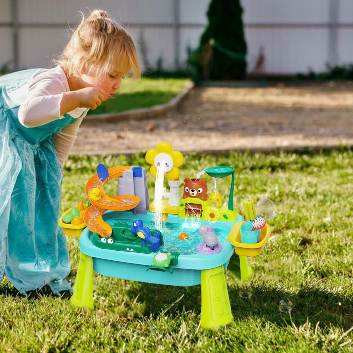 Générique Table d'eau pour Bébé,Table De Sable Et Eau pour avec Pompe Électrique - Jeu Éducatif de Pêche Sensoriel 3-8 Ans Maison Jardin Voyage Piscine