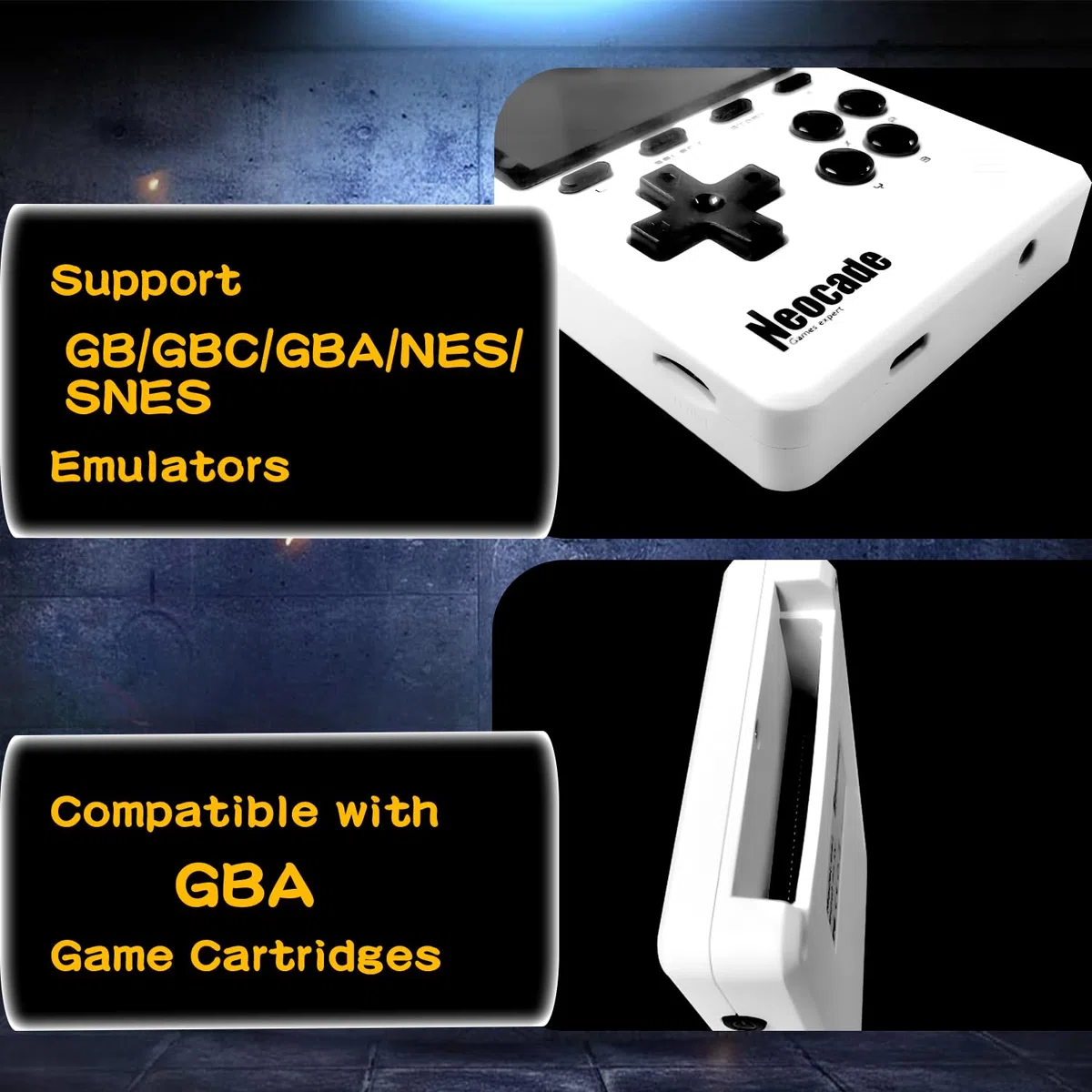 Console de Jeu Vidéo Portable Rétro, 40 Jeux Rétro sous Licence Authentique Pico Préinstallés, Compatible avec Cartouche PIKO/GBA – Blanc