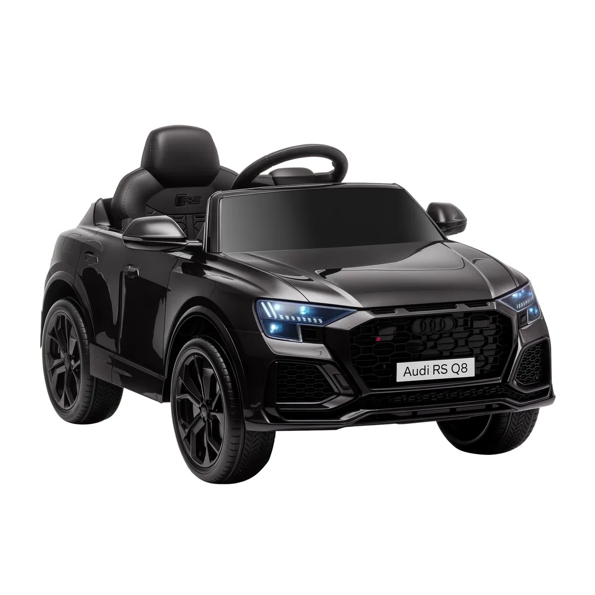 HOMCOM Voiture électrique Enfants sous Licence Audi RS Q8, Voiture à Batterie 6 V, véhicule électrique avec télécommande, USB, Musique, Bluetooth, pour Enfants de 3-5 Ans, Noir
