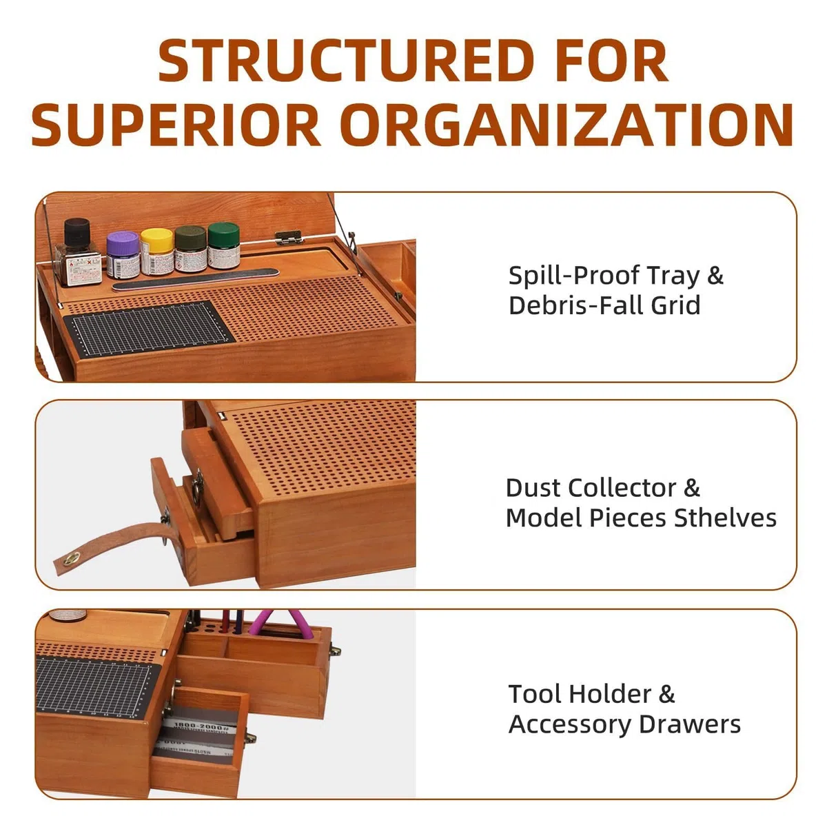 Station de travail pliable pour modélisme avec lumière et tiroir caché, organiseur de bricolage avec tapis de découpe pour atelier de loisirs créatifs