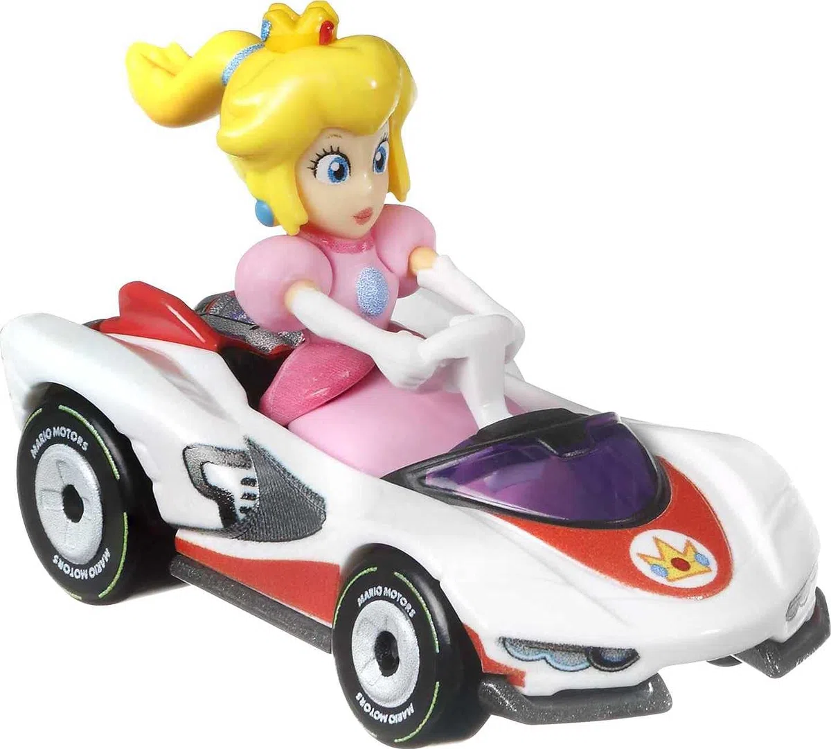 Hot Wheels Mario Kart Coffret 4 Mini-véhicules Yoshi, Peach, Mario et Maskass échelle 1:64, inspiré par Les Voitures du Jeu, Jouet pour Enfant, GWB38
