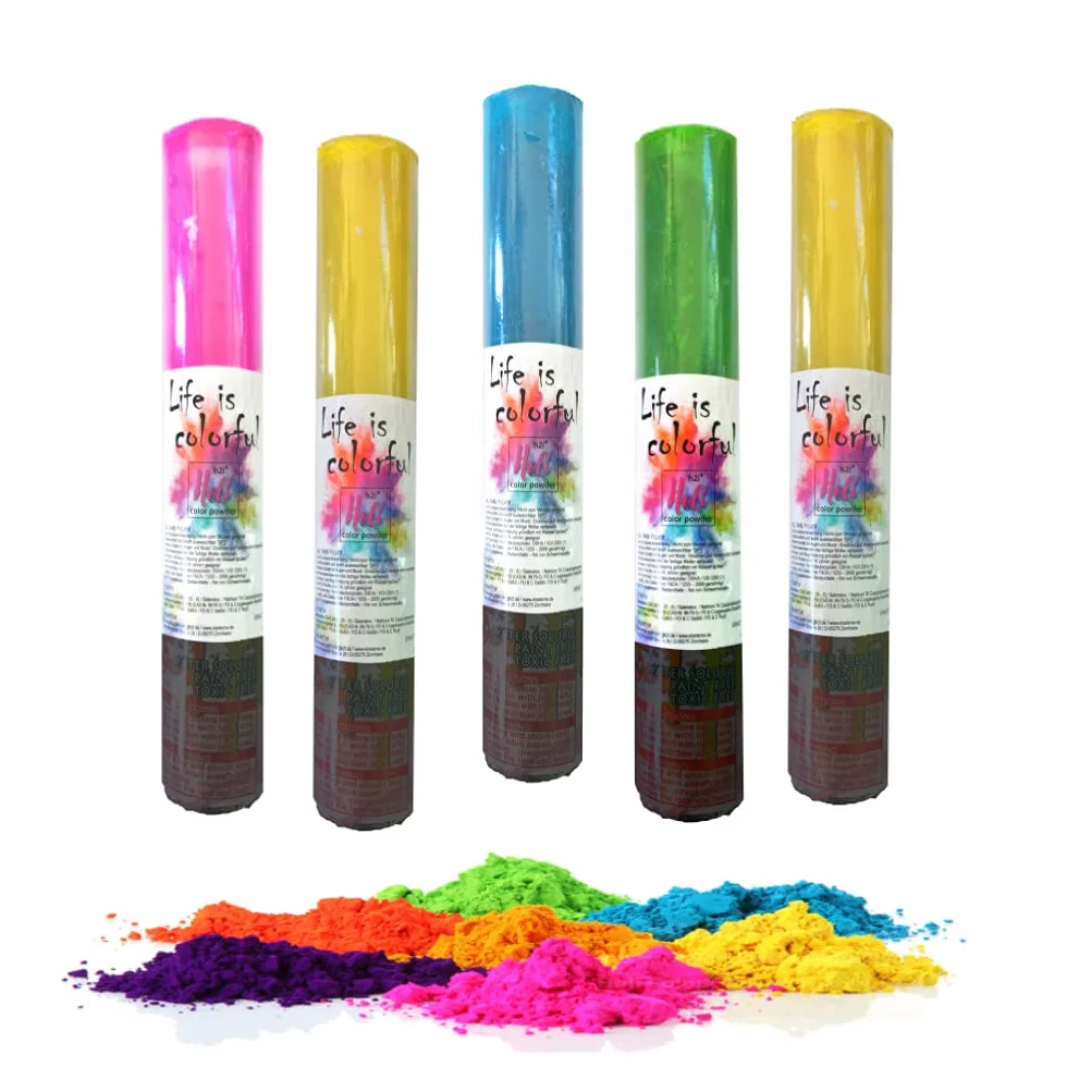 H2i Holi Powder Shooter Lot de 7 canons de poudre de couleur pour fête avec couleurs mélangées 60 g de poudre Holi