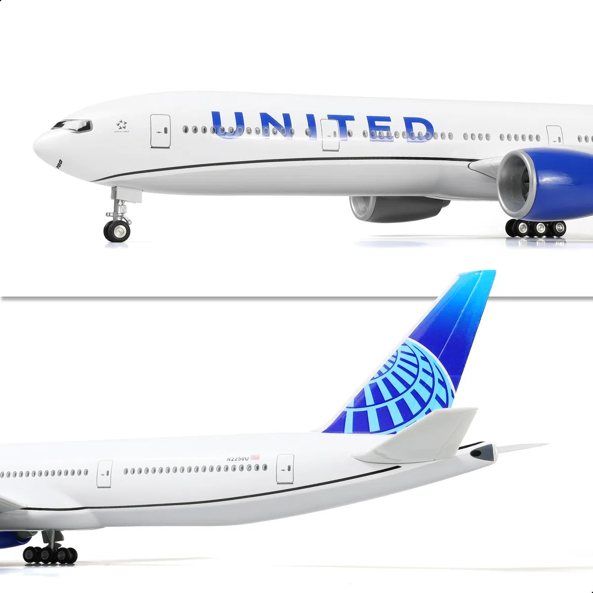 1/150 Boeing777-300er United 18,5 Pouces Large Modèle Kits de modèle d'avion Diecast Airlines Affichage du modèle Airlines Collectible pour Un Cadeau de passionné d'aviation Cadeau