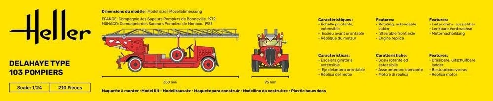 Heller - 80780 - Maquette - Camion de Pompier Delahaye Type 103 - Bonneville