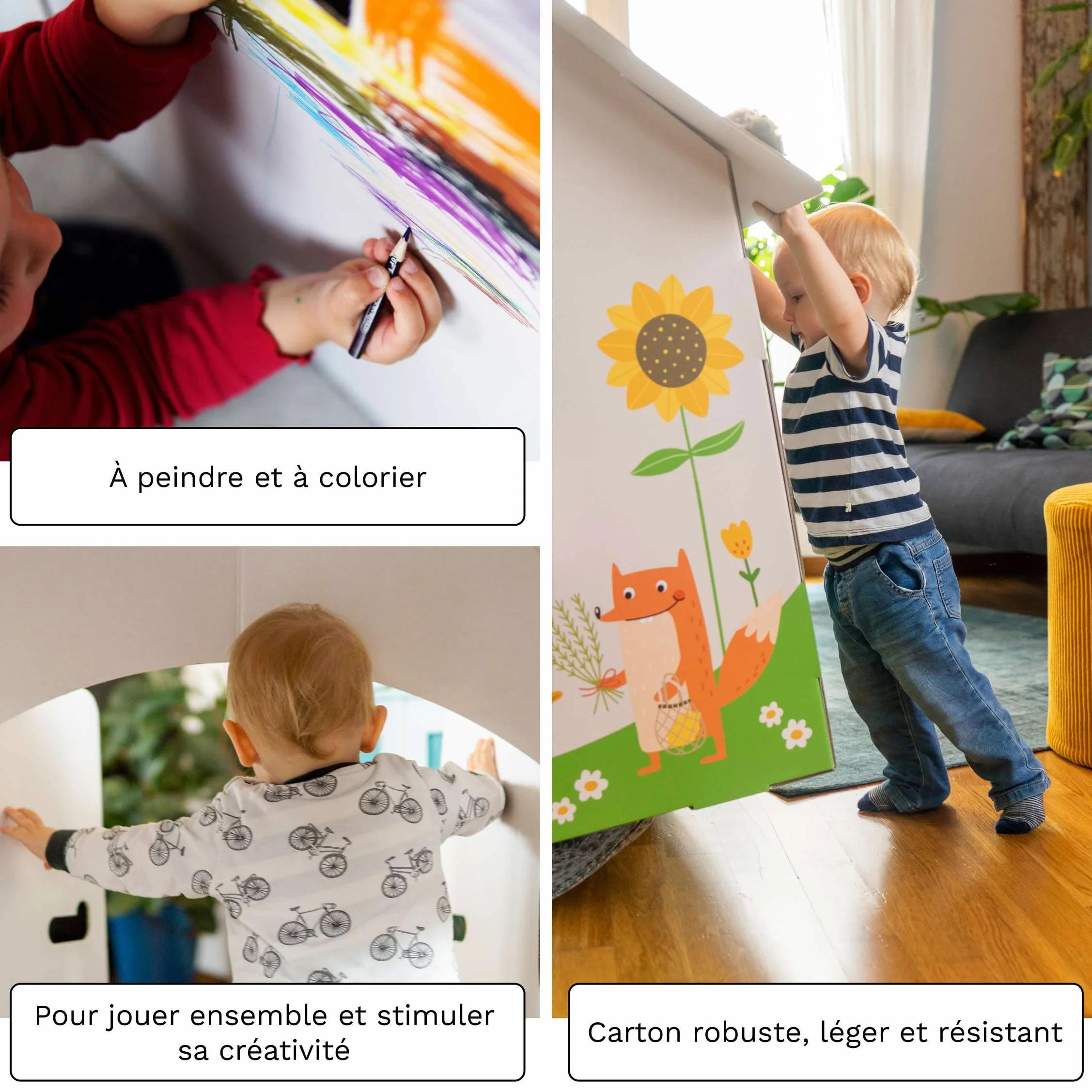 théâtre de marionnettes 0,75 x 0,70 x 1,25 m Personnalisable en Carton Jouet éducatif - Théâtre Arc-en-Ciel à colorier