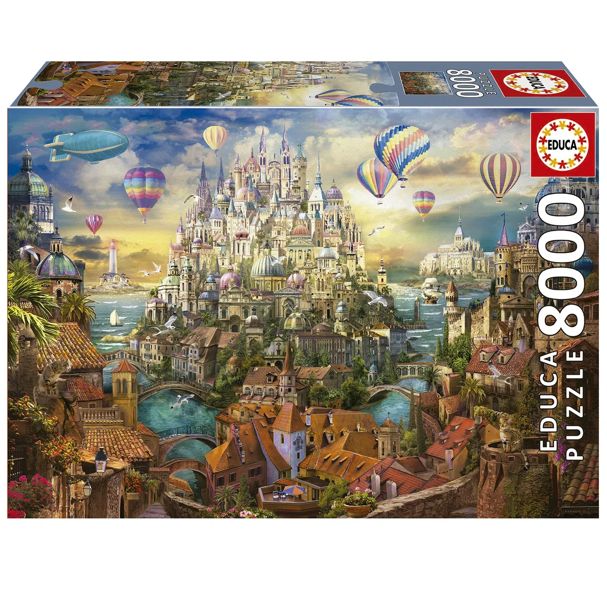 Educa - Ville de Rêve | 8000 pièces Puzzle. Mesure : 192 x 136 cm. Comprend Un Service de pièce Perdu jusqu'à Stock | À partir de 14 Ans (19570)
