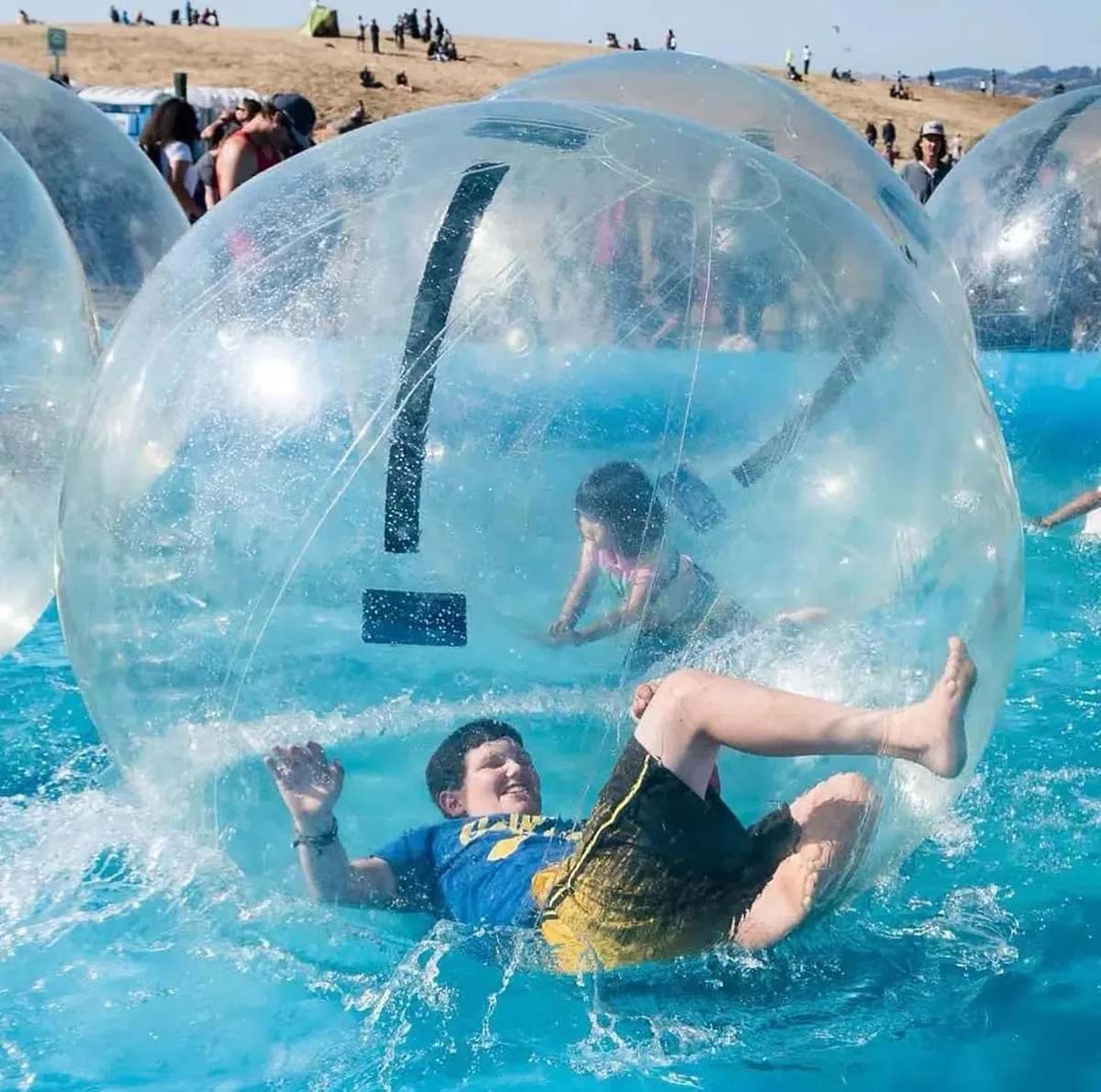 Ballon gonflable pour piscine, lac, plage – Boule à bulles transparente avec fermeture éclair pour enfants et adultes