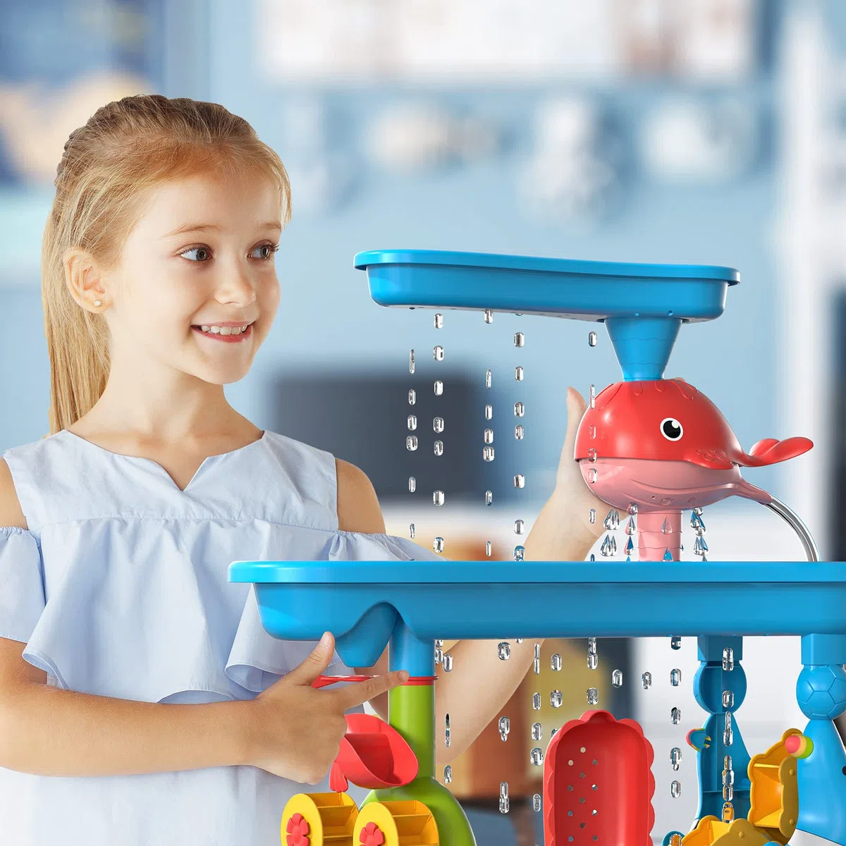Doloowee Table à sable et à eau, table de jeu pour tout-petits avec de nombreux accessoires, jouets de jardin d'extérieur pour garçons et filles de 3, 4, 5, 6 ans