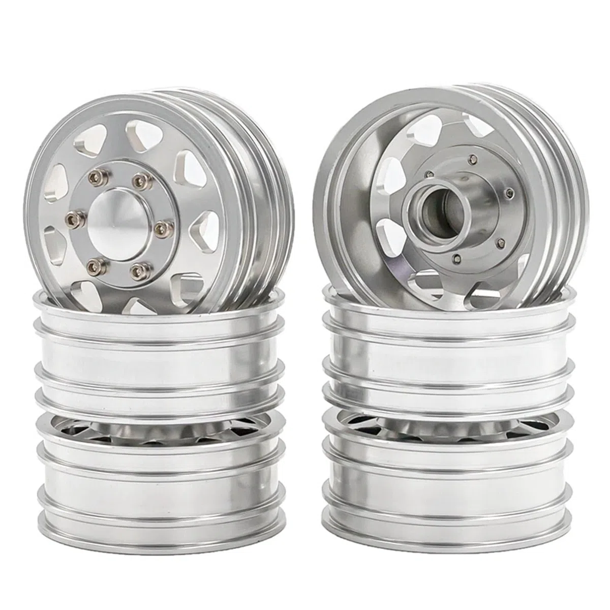 RC Pneus Jante Compatible avec Tamiya 1/14 RC Camion Benne Voiture 1 Paire en Alliage D'aluminium Avant Arrière CNC Roues Métal Jante Accessoires De