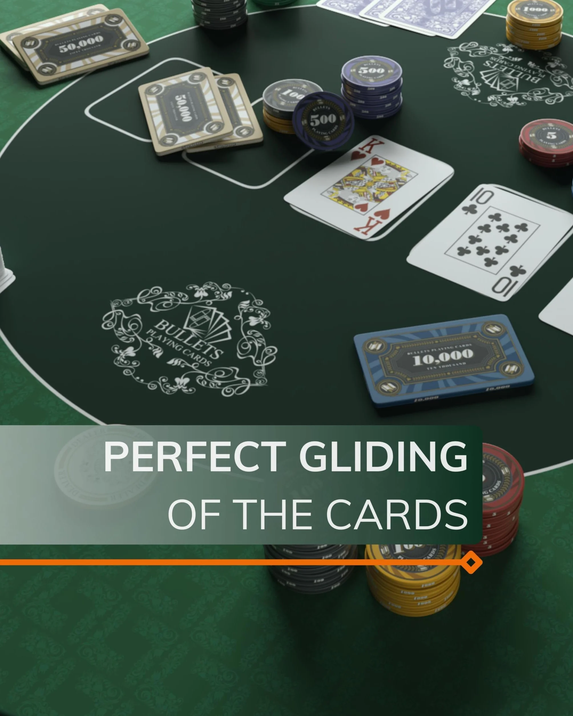 Bullets Playing Cards | Tapis de Poker Vert Classique Design 140x75cm | Surface Lisse Antidérapante, Qualité Classique, Lavable & Hydrofuge
