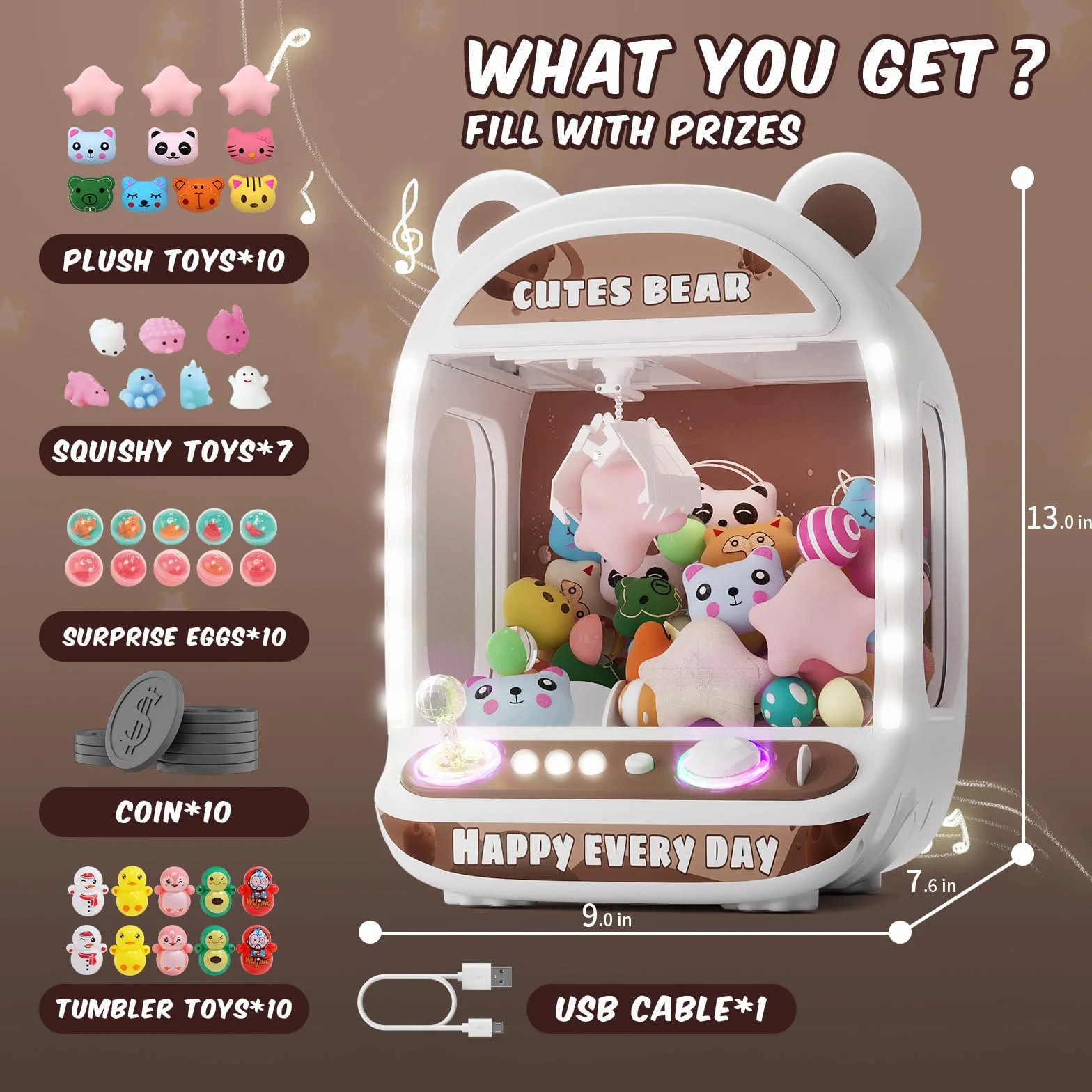 Skirfy Machine de préhension pour enfants, jouet licorne pour filles à partir de 6 ans, jeux d'arcade, mini machine de vente automatique avec jouet boueux, machine à bonbons, machine à friandises