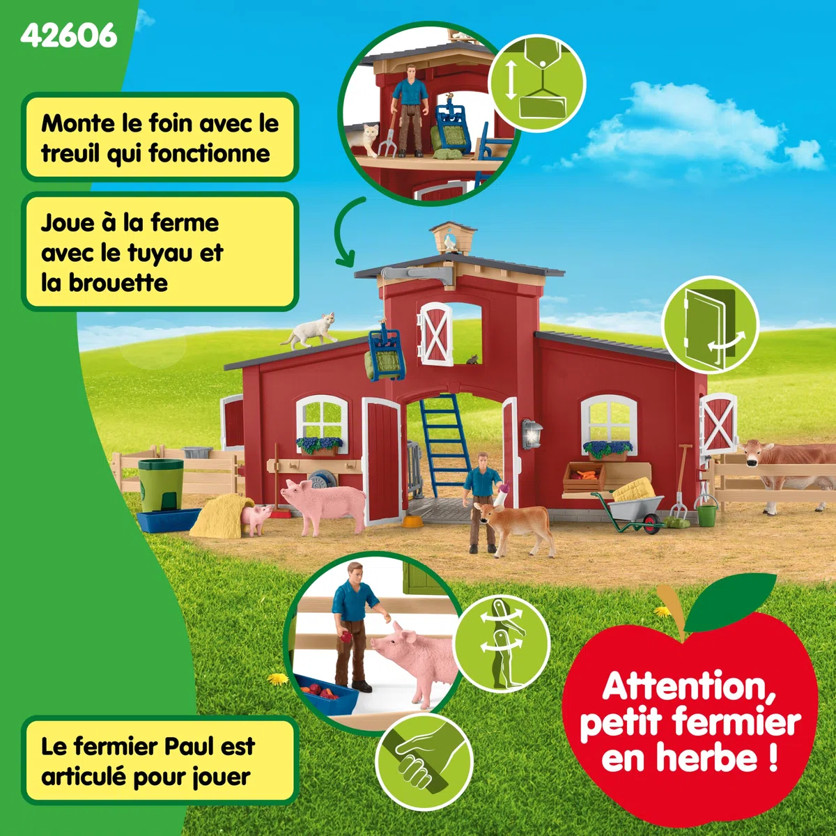 Schleich Farm World | Grande Ferme Rouge avec Maison 42606 | 92 pièces
