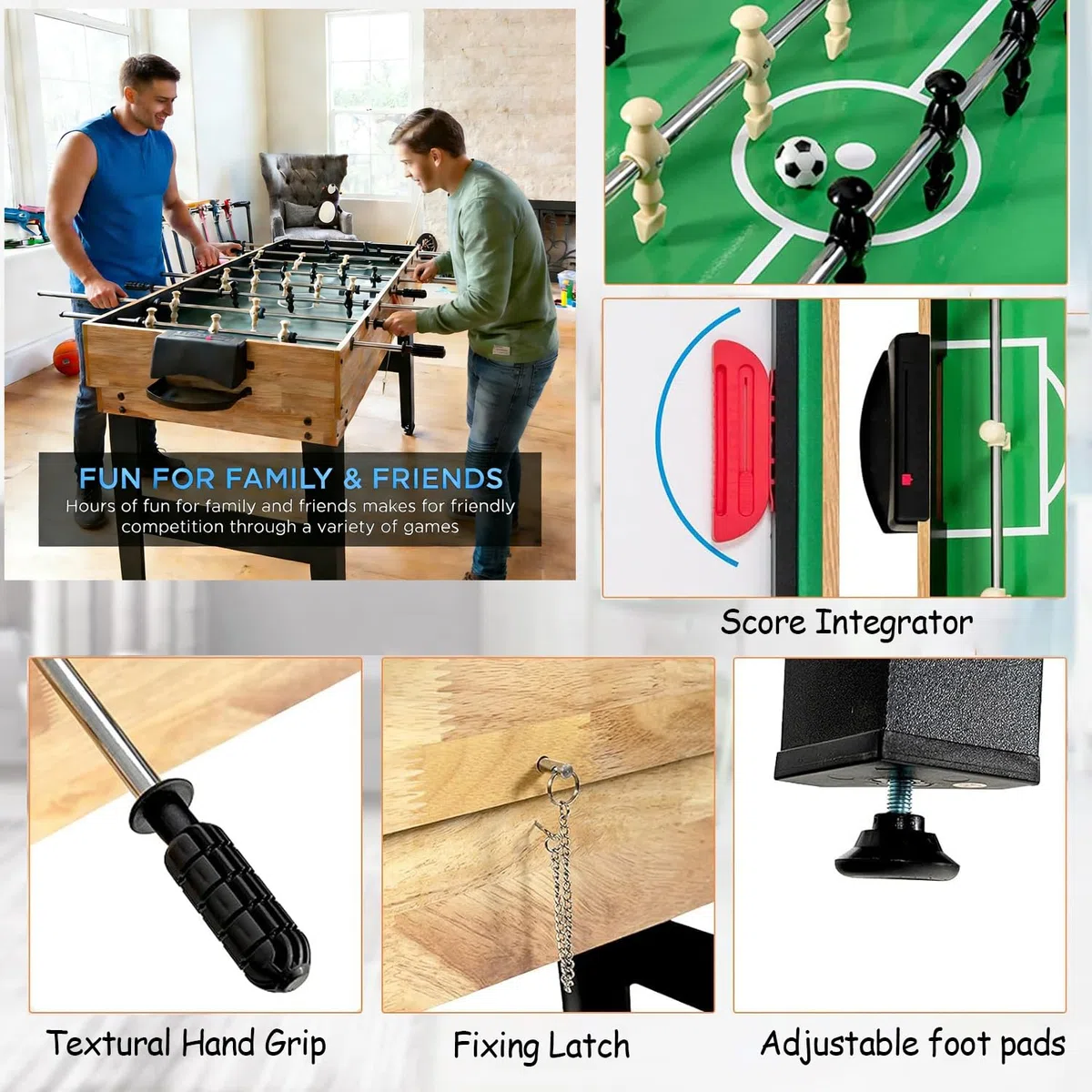 Table Multijeux 4 en 1, Baby Foot, Multifonction Sport Babyfoot,Billard,Tennis de Table,Hockey, Convient Aux Adultes Et Aux Enfants Plaisir Familial