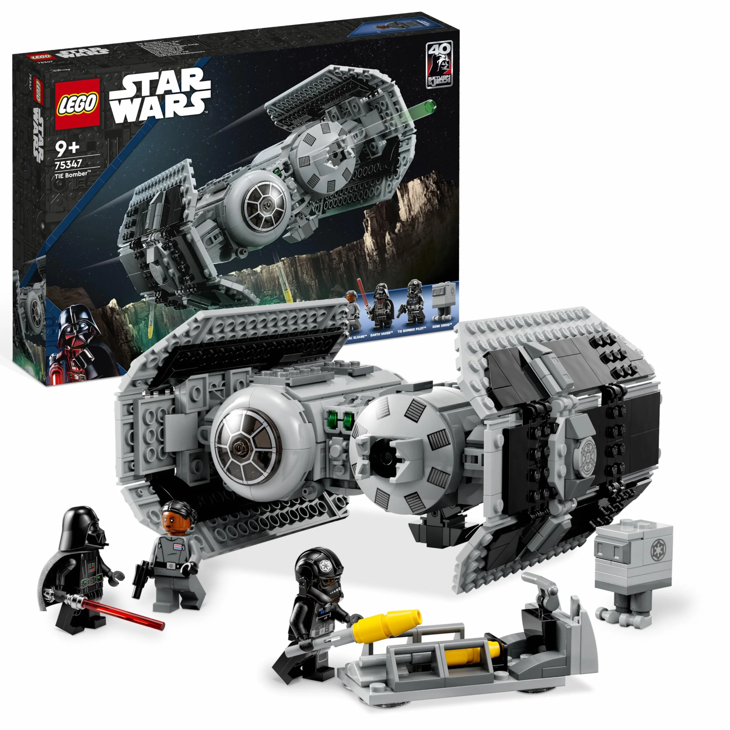 LEGO Star Wars 75347 Le Bombardier TIE - Jeu de Construction - Maquette de Vaisseau Spatial - Figurine & Minifigurine Dark Vador avec Sabre Laser - Cadeau Garçon 9 Ans