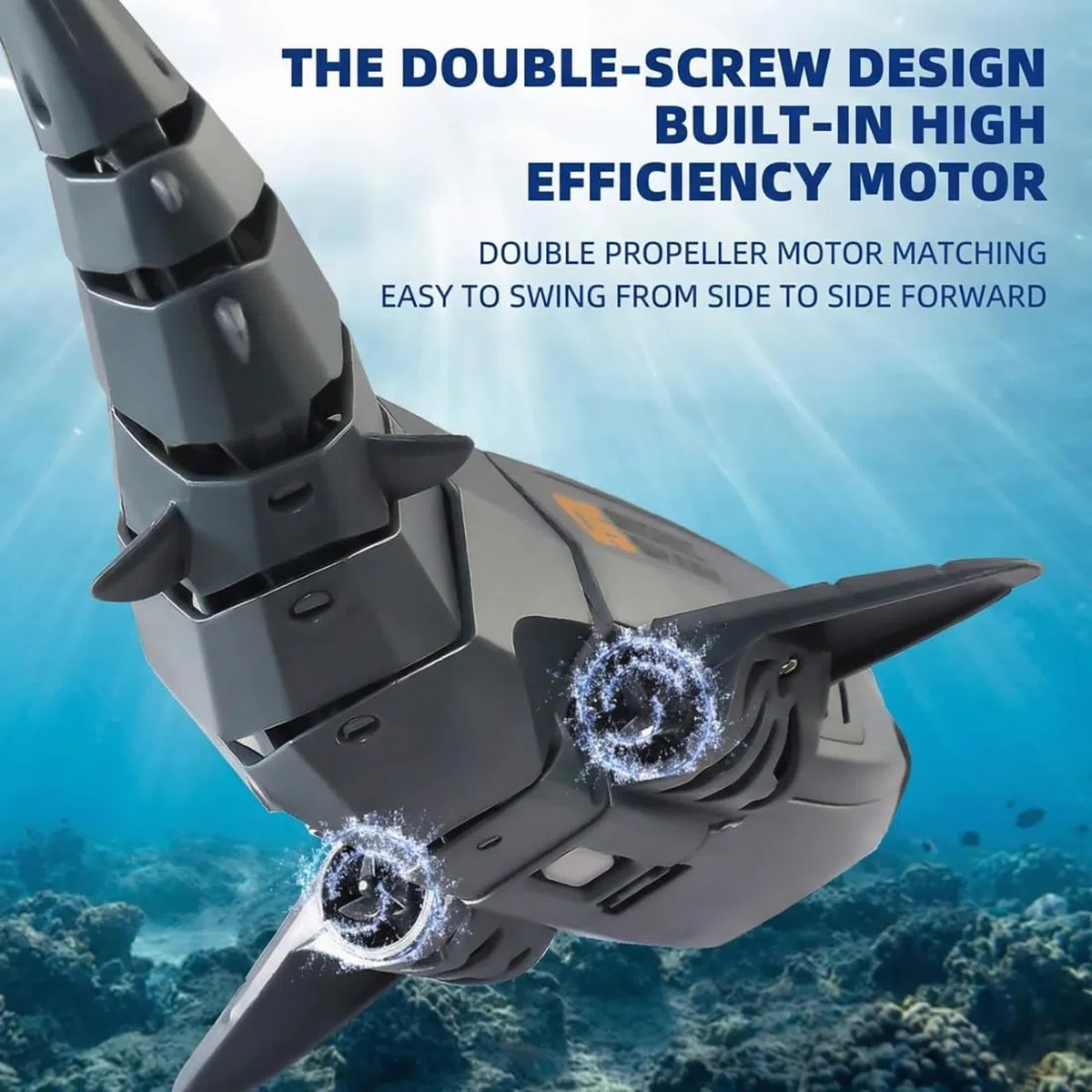Générique Requin télécommandé avec caméra sous-Marine HD, Bateau Poisson électrique RC 2,4G pour l'eau avec entraînement à Double hélice, contrôle Double APP et télécommande pour Adultes,Gris
