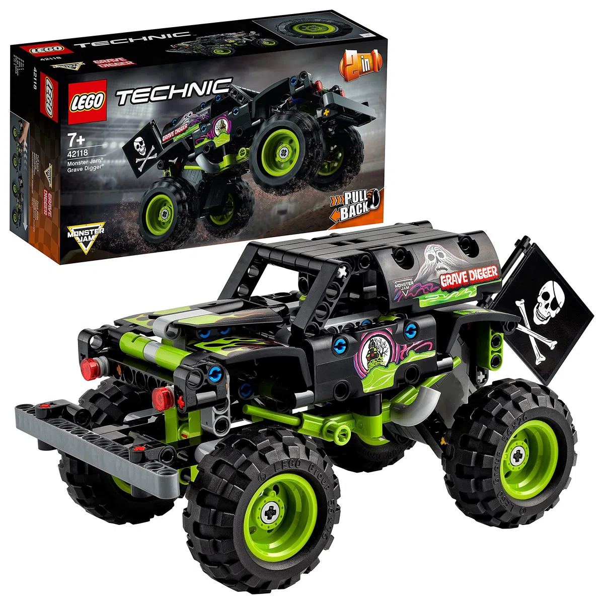 LEGO 42118 Technic Monster Jam Grave Digger, Voiture Télécommandée Tout-Terrain, Monster Truck Jouet, Buggy Radiocommandé, Cadeau Enfants Dès 7 Ans