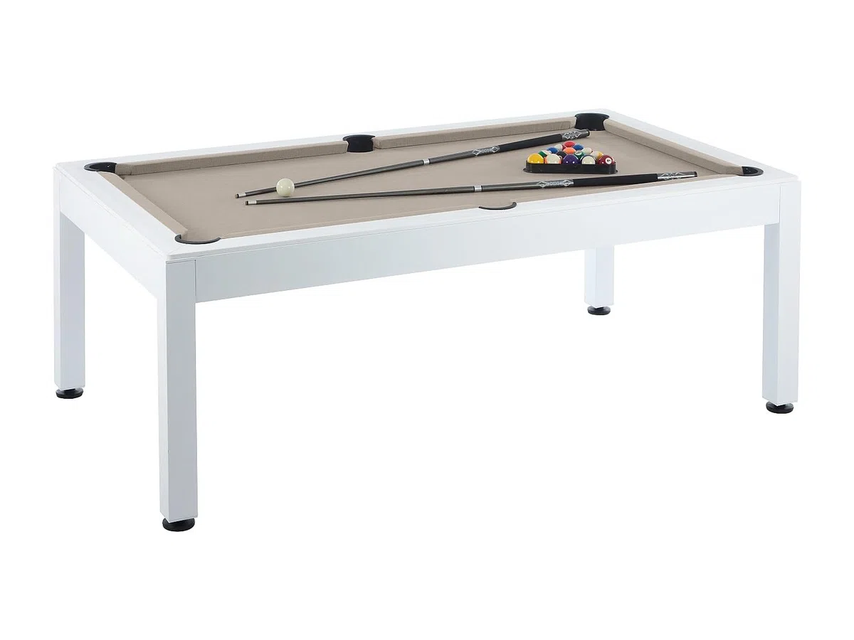 Vente-unique - Billard d'extérieur Blanc et Taupe avec Housse - L213,4 x P121,1 x 79,7 cm - STAZIO