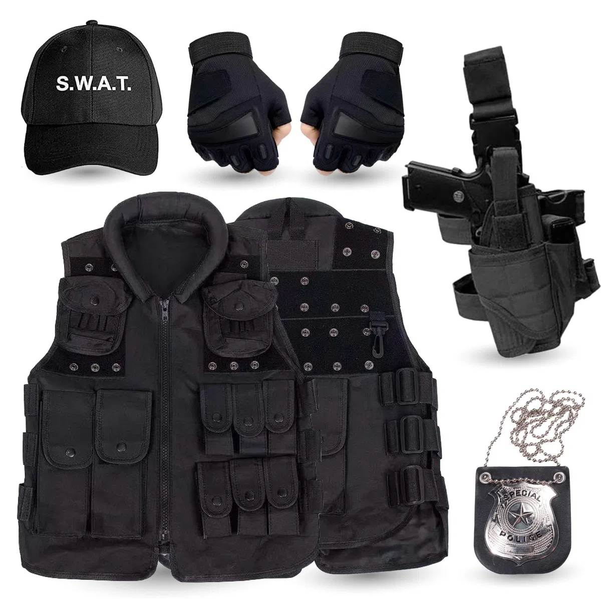 TK Gruppe Timo Klingler Costume 6 en 1 SWAT UNISEXE pour Hommes & Femmes - Ensemble pour Carnaval, Mardi Gras & Halloween