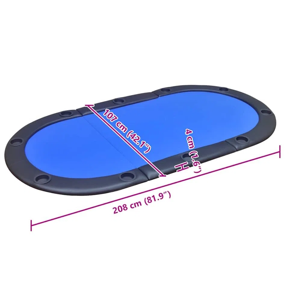 Dessus de table de poker pliable pour 10 joueurs Bleu