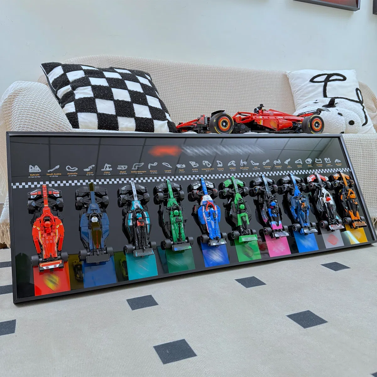 Cadre Compatible avec Speed Champions F1, 10 in 1 77242-77251 Modèles Wall Display, 110 x 40 cm Tableau Mural Idéal for Salon et Bureau Salle Salle d'exposition (modèles Non Inclus)