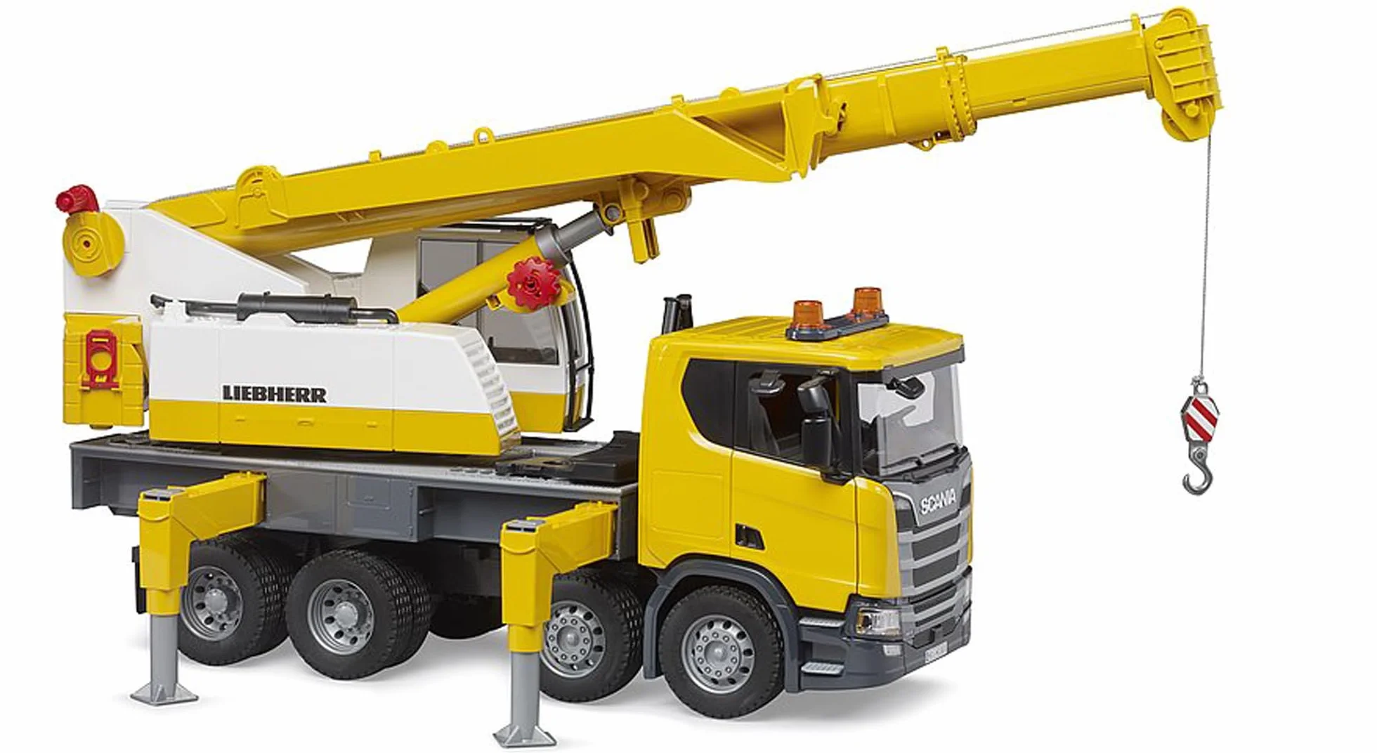 bruder 03571 - Camion Scania Super 560R équipé d'une grue Liebherr | Véhicule de chantier avec module lumineux et sonore, camion-grue, jouet à partir de 4 ans, échelle 1:16